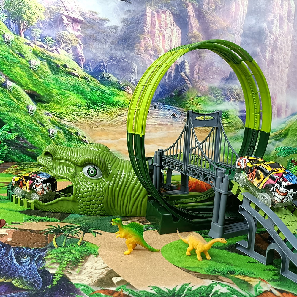 Dino Land 360° Track Set With Cars & Playmat